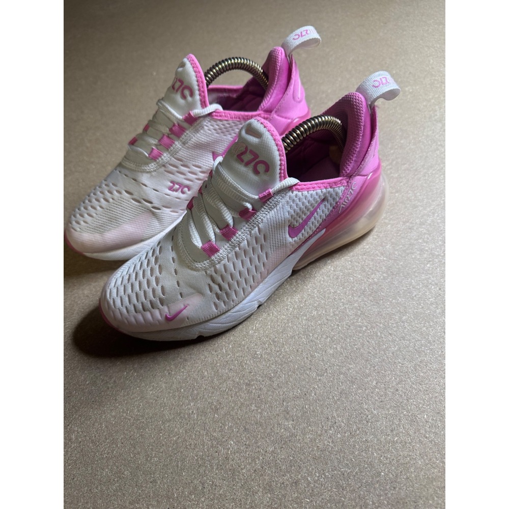 Nike Air Max 270 GS White Pink Running Shoes FZ4116-100 Mens 4.5Y Womens 6